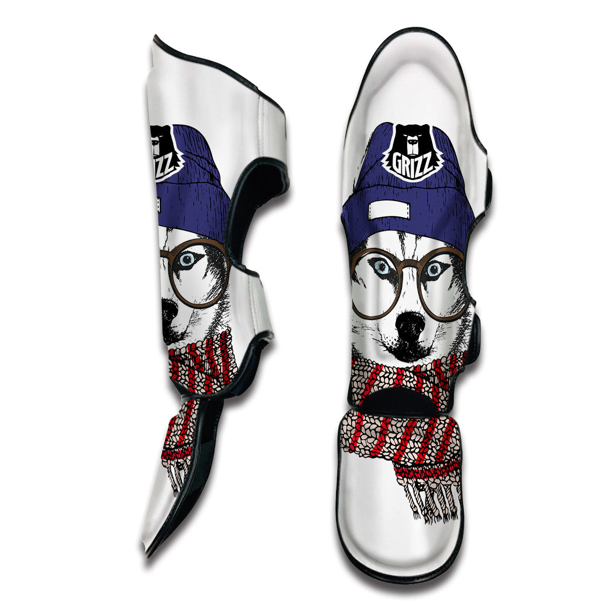 Husky Wearing Glasses Muay Thai Shin Guards-grizzshop