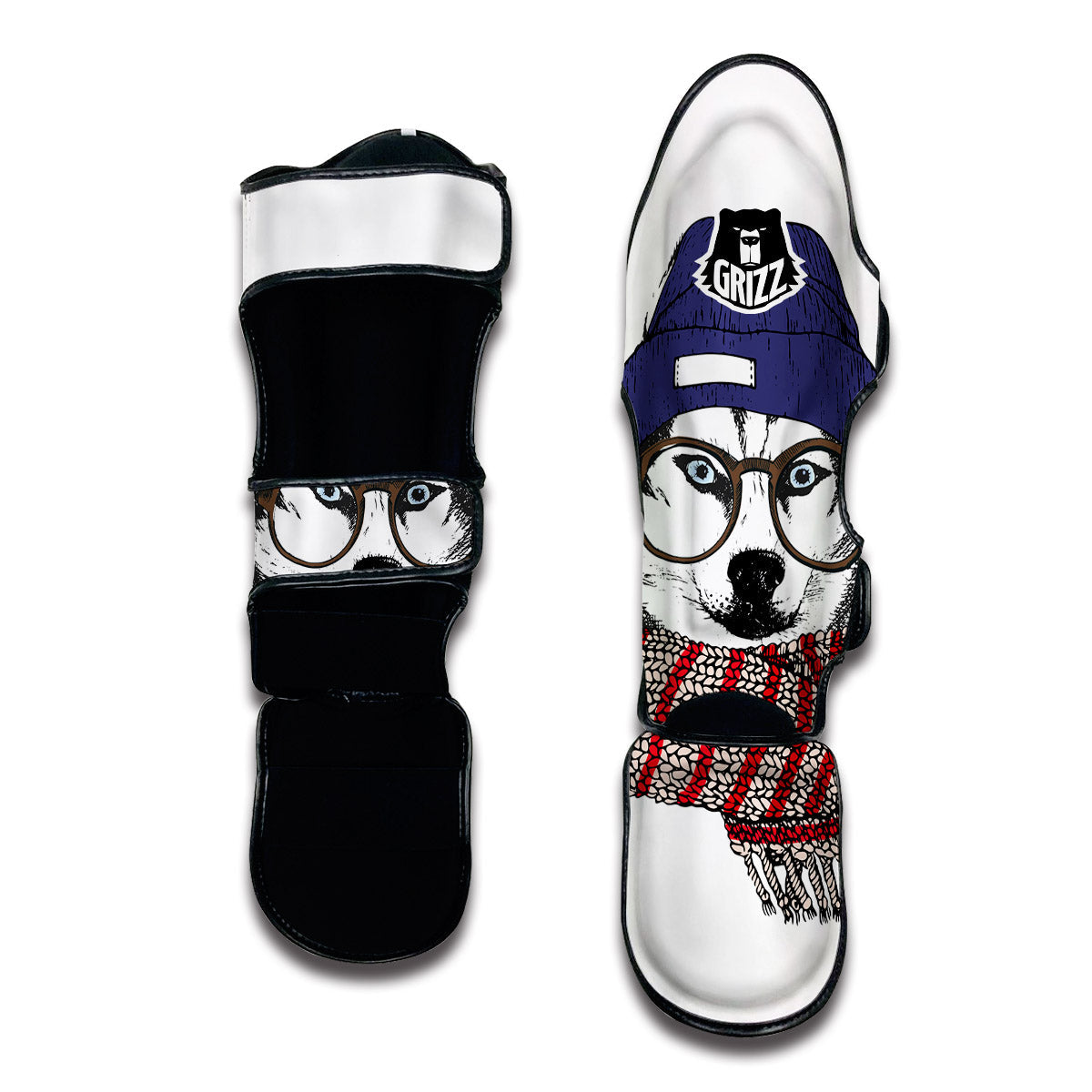 Husky Wearing Glasses Muay Thai Shin Guards-grizzshop