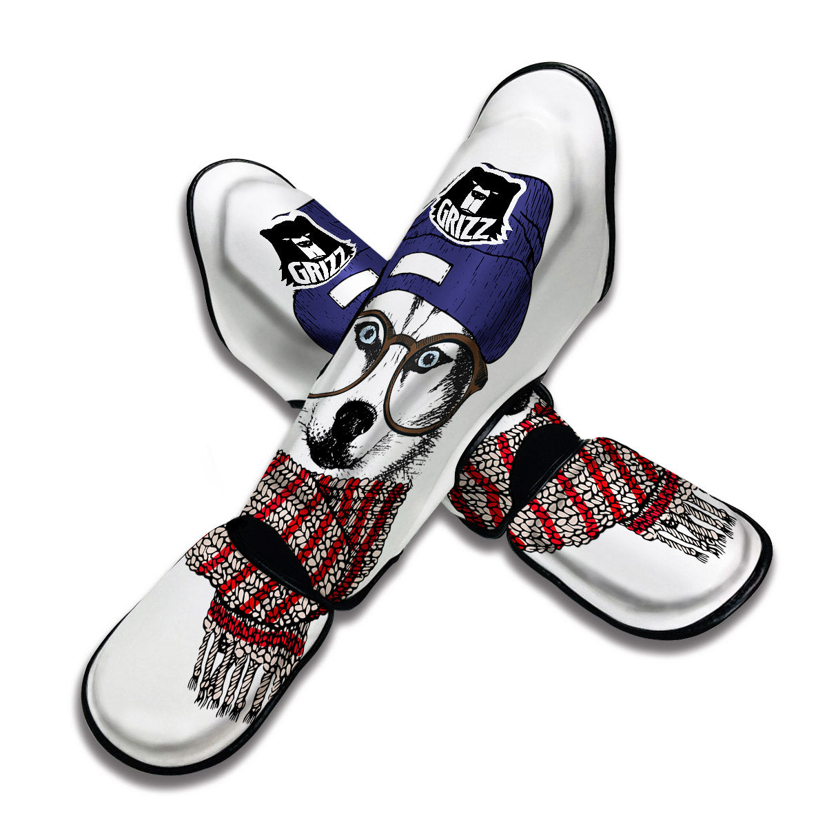 Husky Wearing Glasses Muay Thai Shin Guards-grizzshop