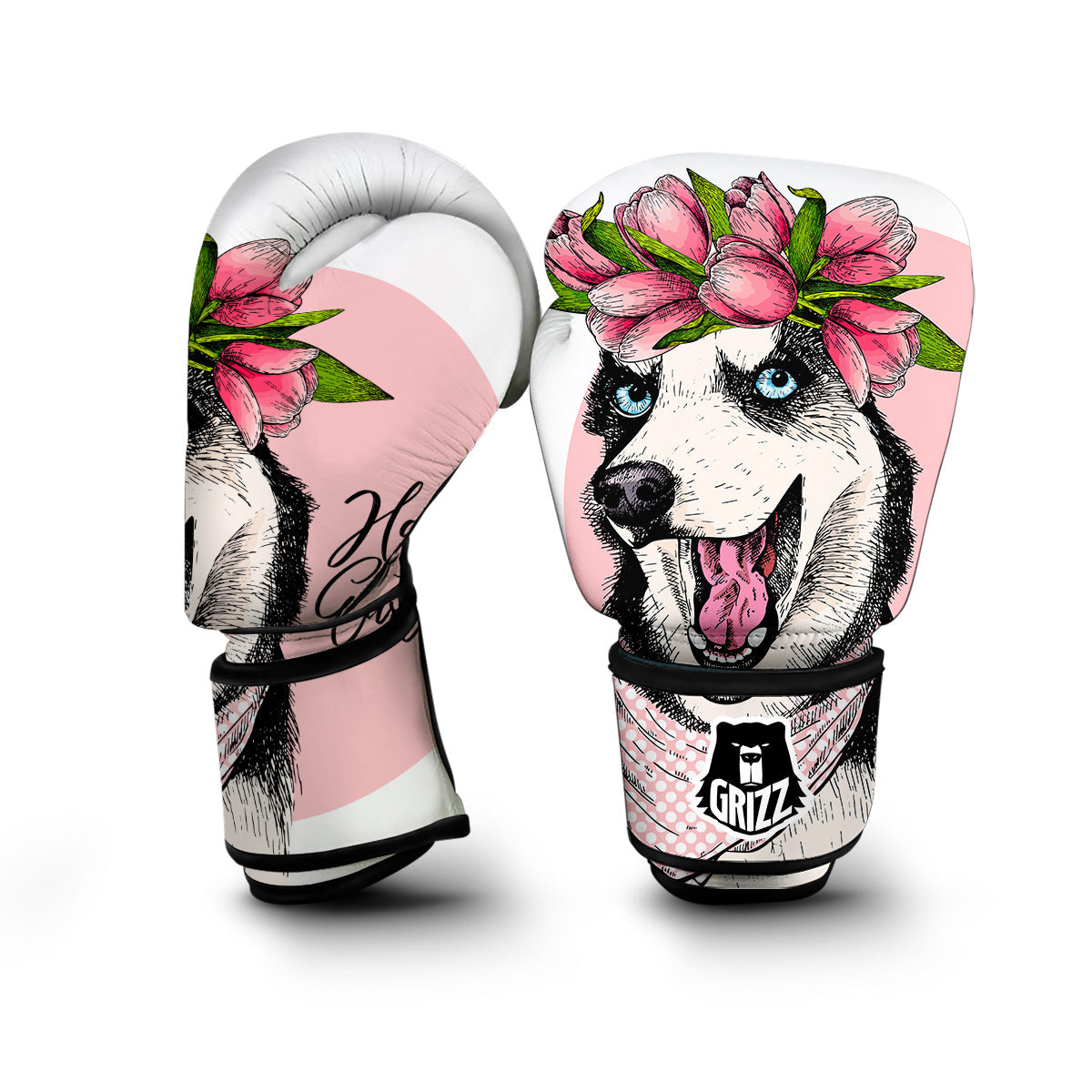 Husky With Flower Boxing Gloves-grizzshop