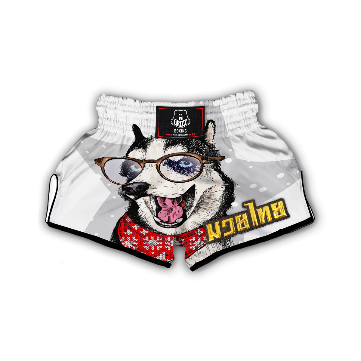 Husky With Glasses Muay Thai Boxing Shorts-grizzshop