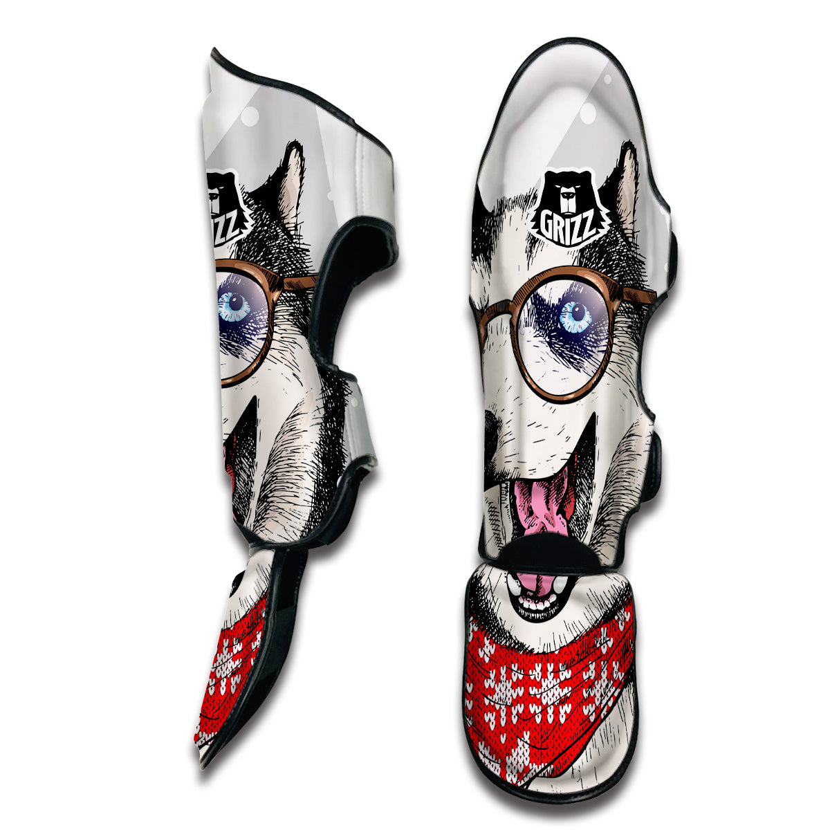 Husky With Glasses Muay Thai Shin Guards-grizzshop