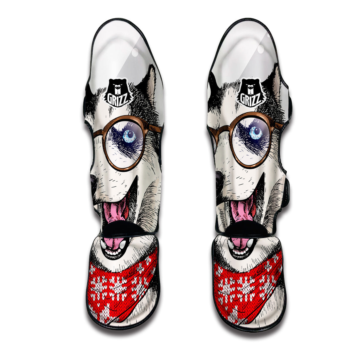 Husky With Glasses Muay Thai Shin Guards-grizzshop