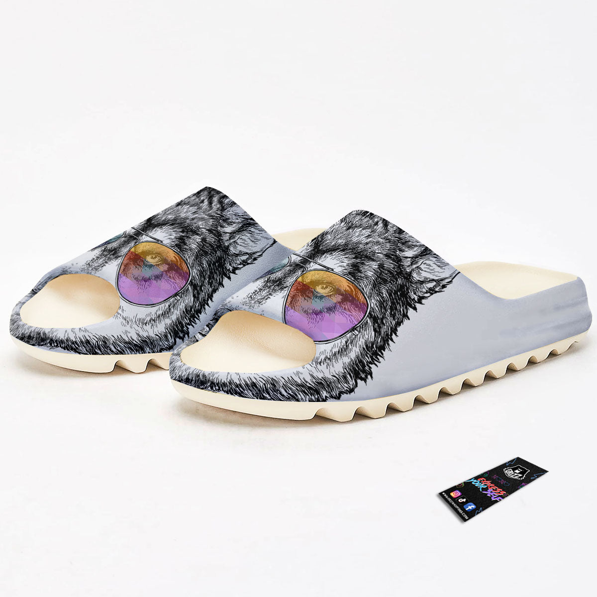Husky Hippie Siberian Print Sandals-grizzshop