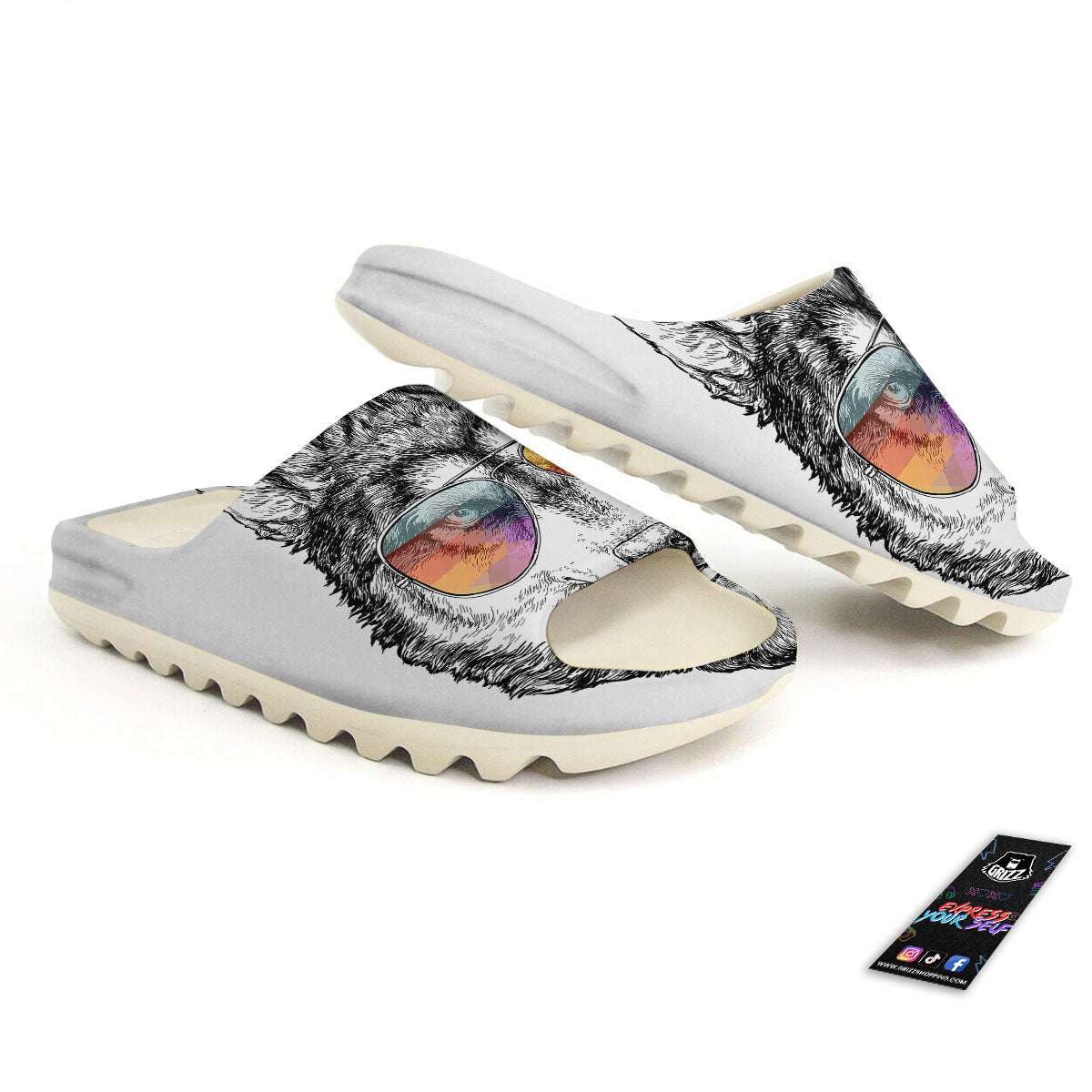 Husky Hippie Siberian Print Sandals-grizzshop