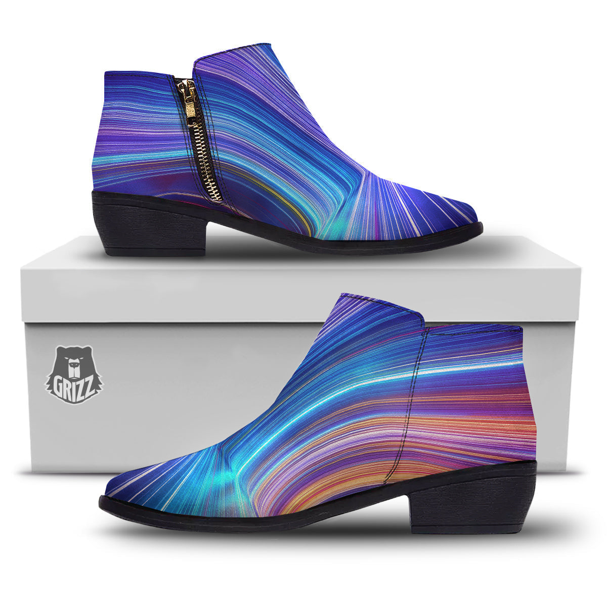 Hyperspace Colorful Print Ankle Boots-grizzshop