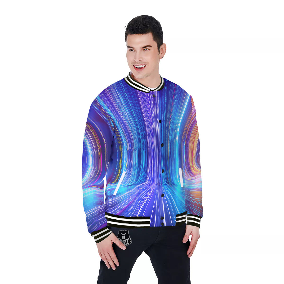 Hyperspace Colorful Print Baseball Jacket-grizzshop
