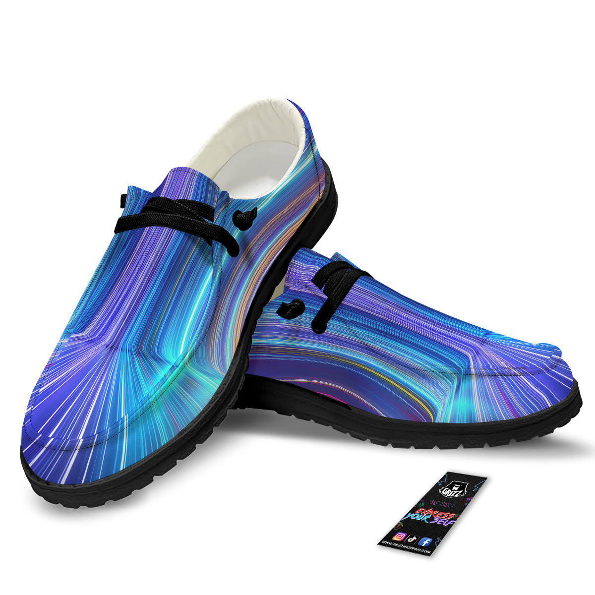 Hyperspace Colorful Print Black Loafers-grizzshop