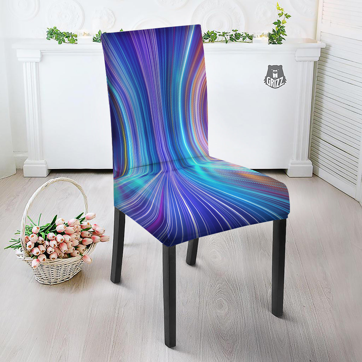 Hyperspace Colorful Print Dining Chair Slipcover-grizzshop