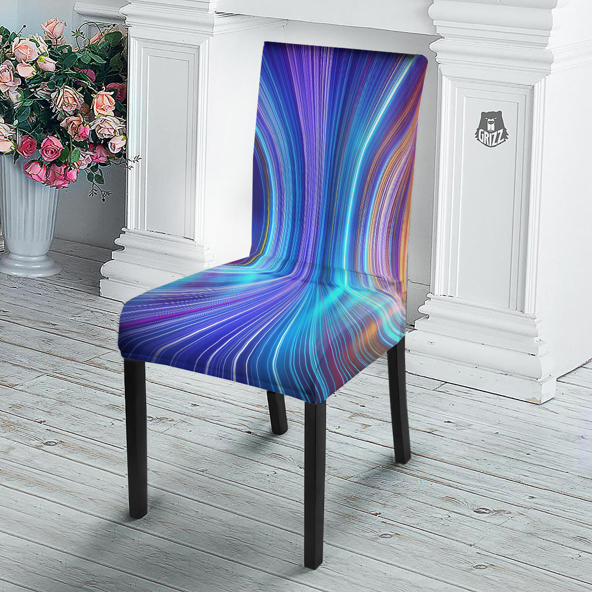 Hyperspace Colorful Print Dining Chair Slipcover-grizzshop
