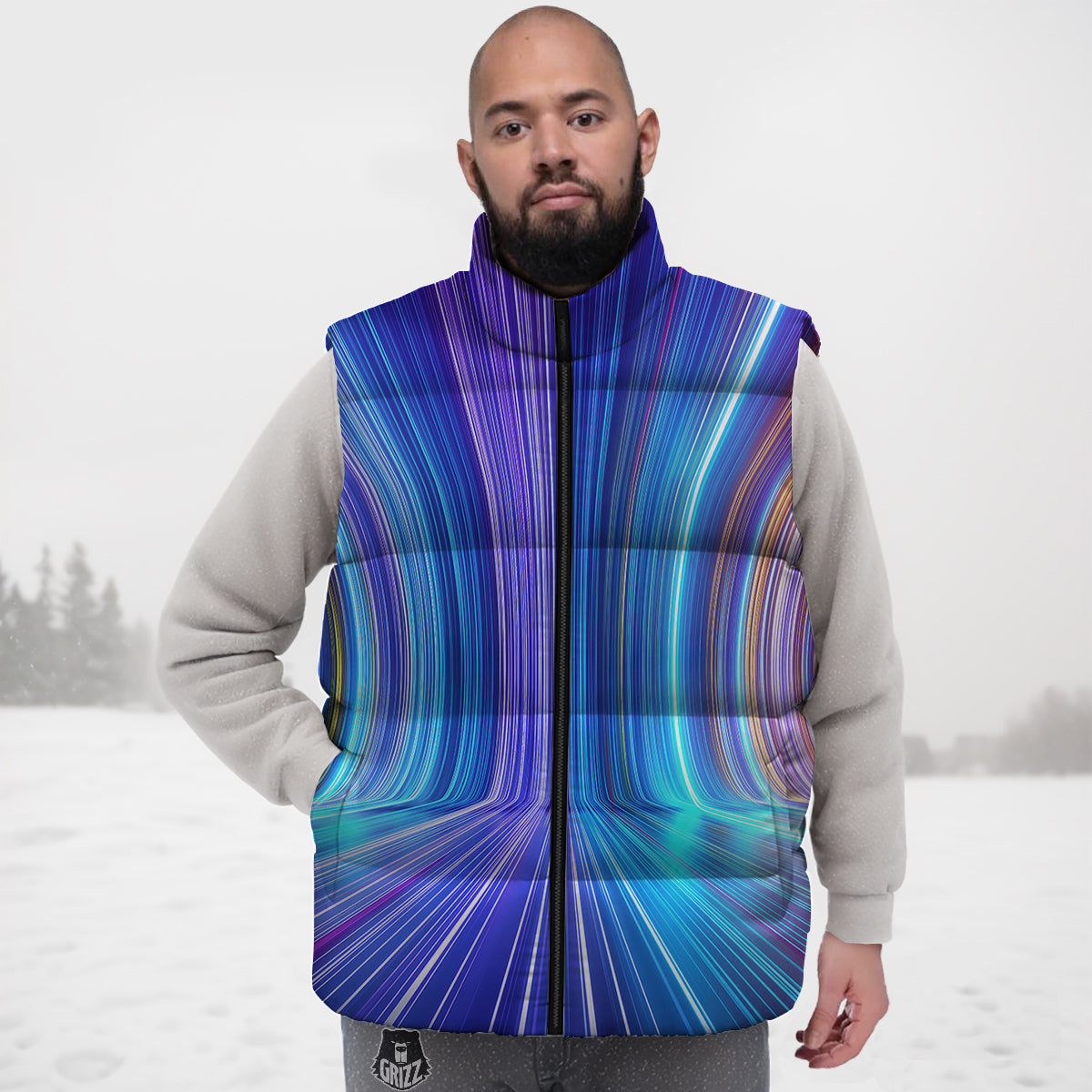 Hyperspace Colorful Print Down Vest