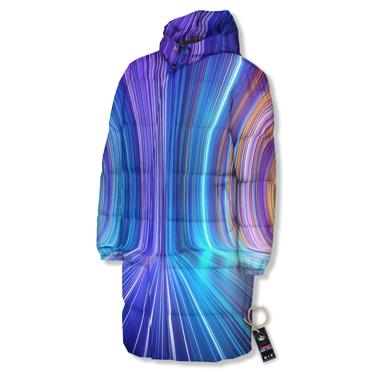 Hyperspace Colorful Print Long Down Jacket-grizzshop