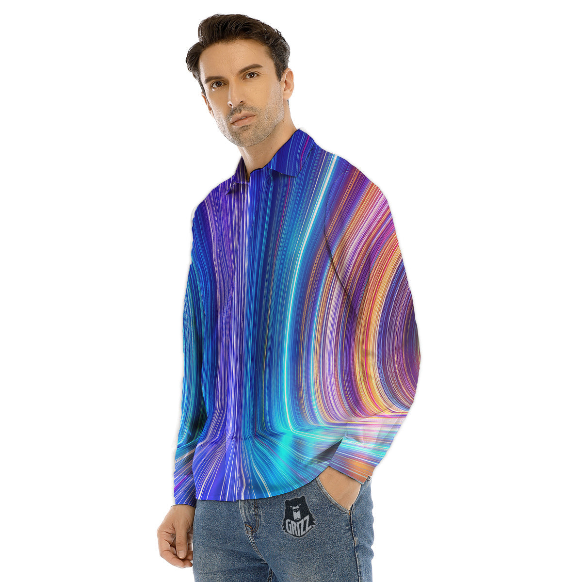 Hyperspace Colorful Print Men's Dress Shirts-grizzshop