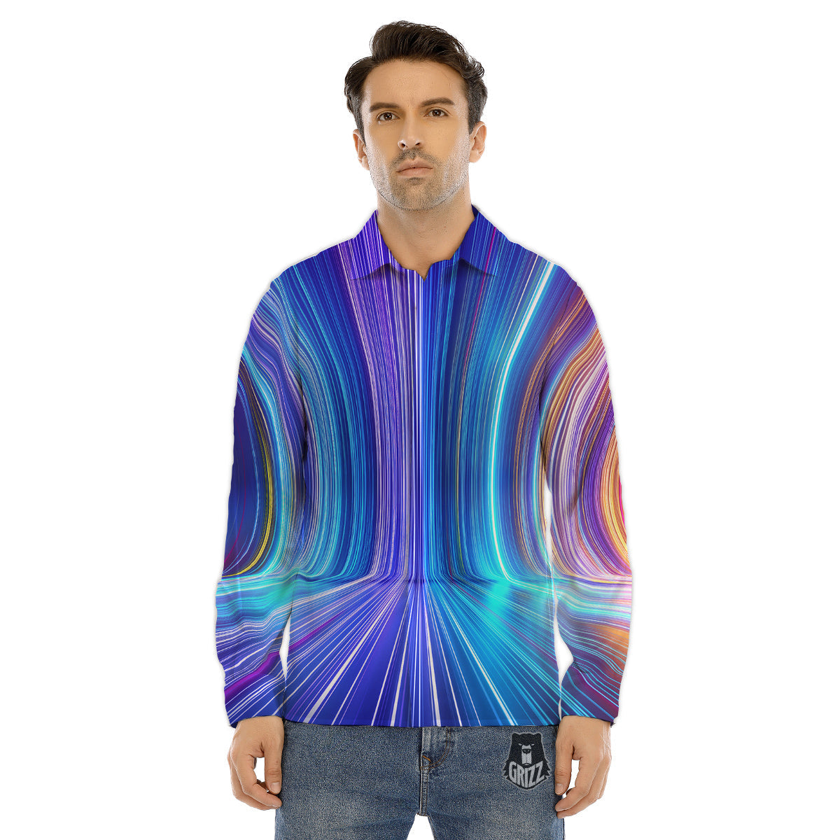 Hyperspace Colorful Print Men's Dress Shirts-grizzshop
