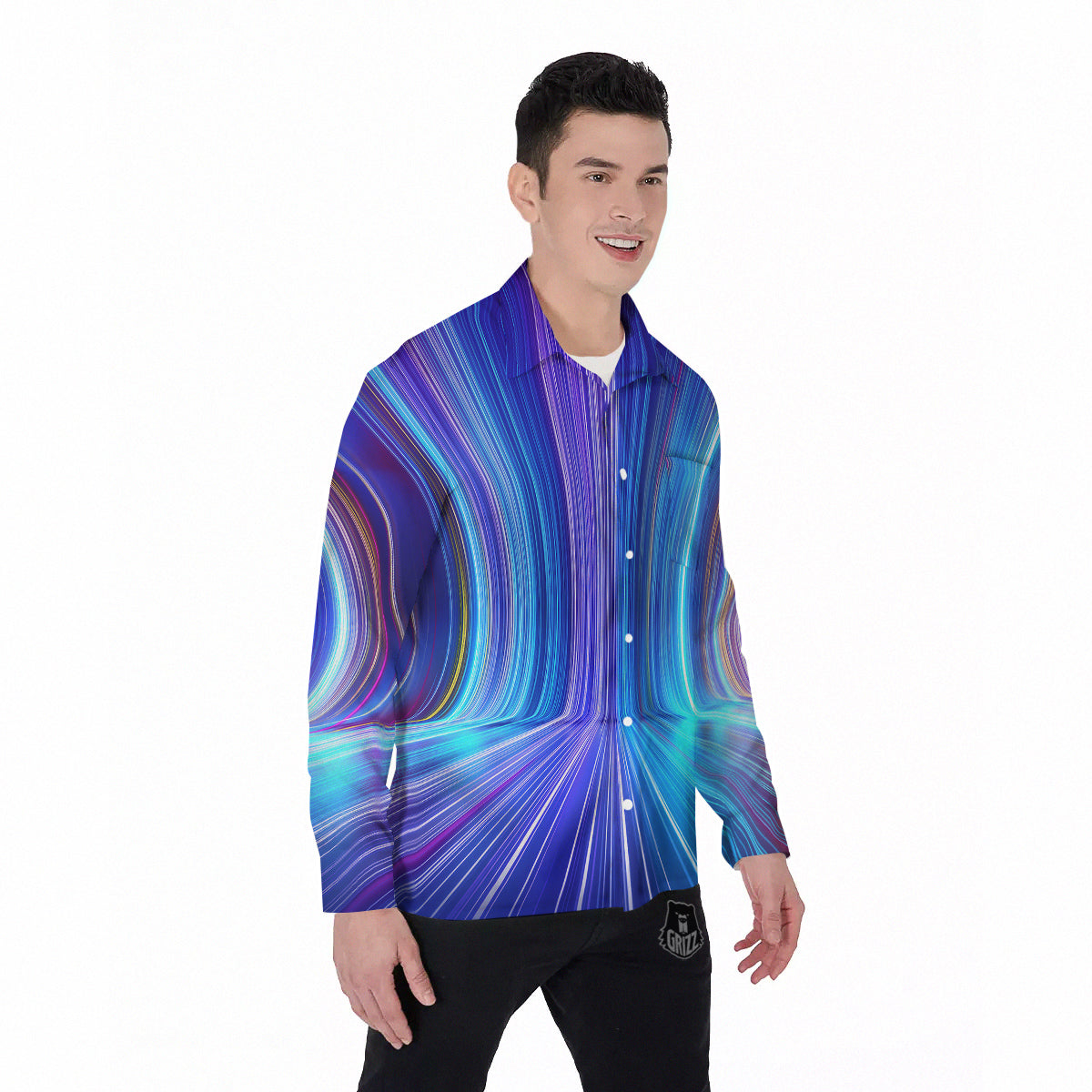 Hyperspace Colorful Print Men's Long Sleeve Shirts-grizzshop