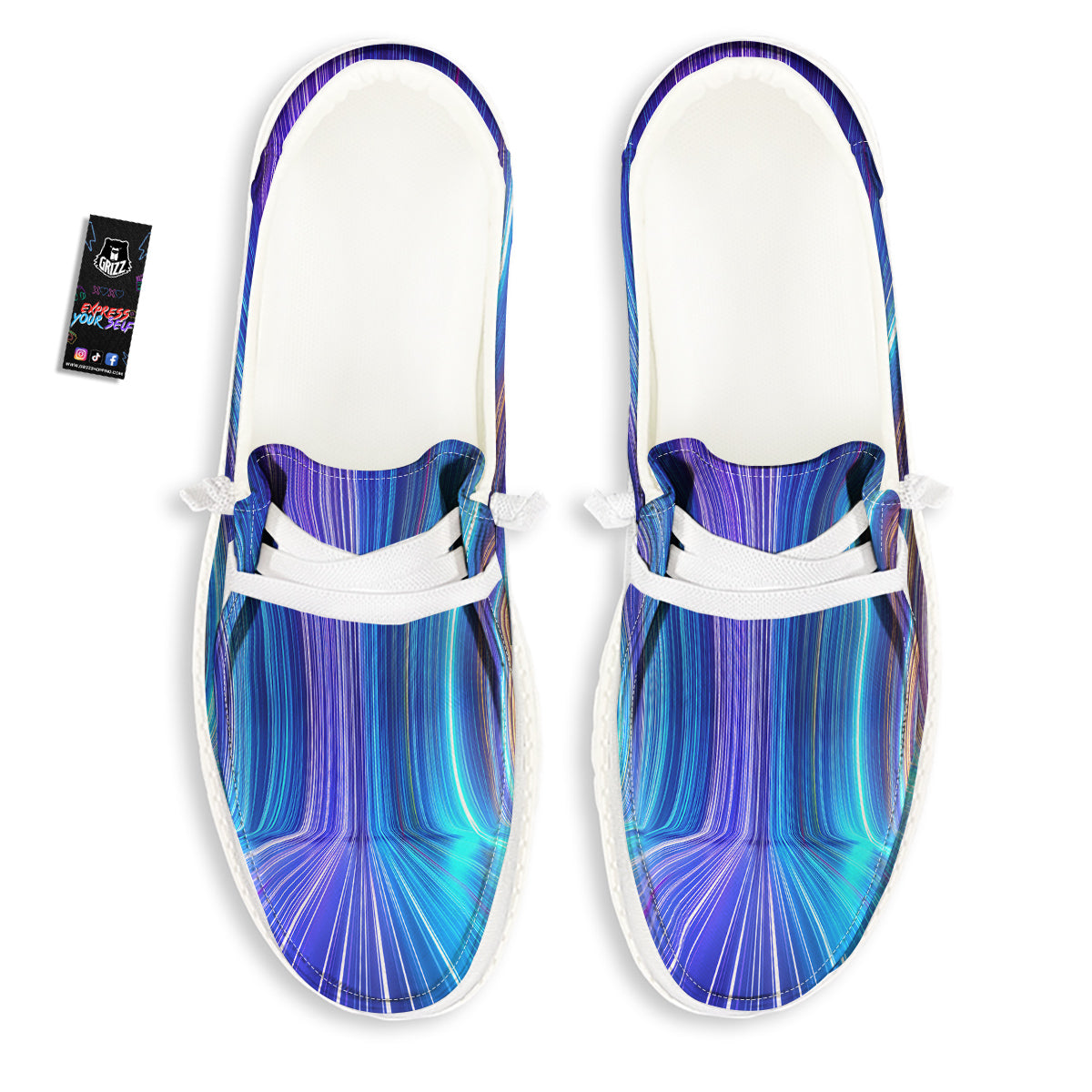 Hyperspace Colorful Print White Loafers-grizzshop