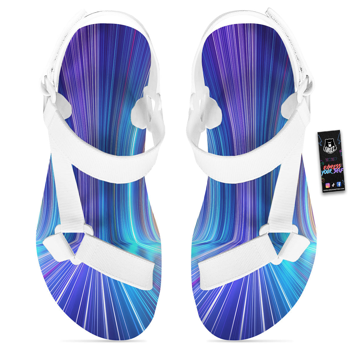 Hyperspace Colorful Print White Open Toe Sandals-grizzshop