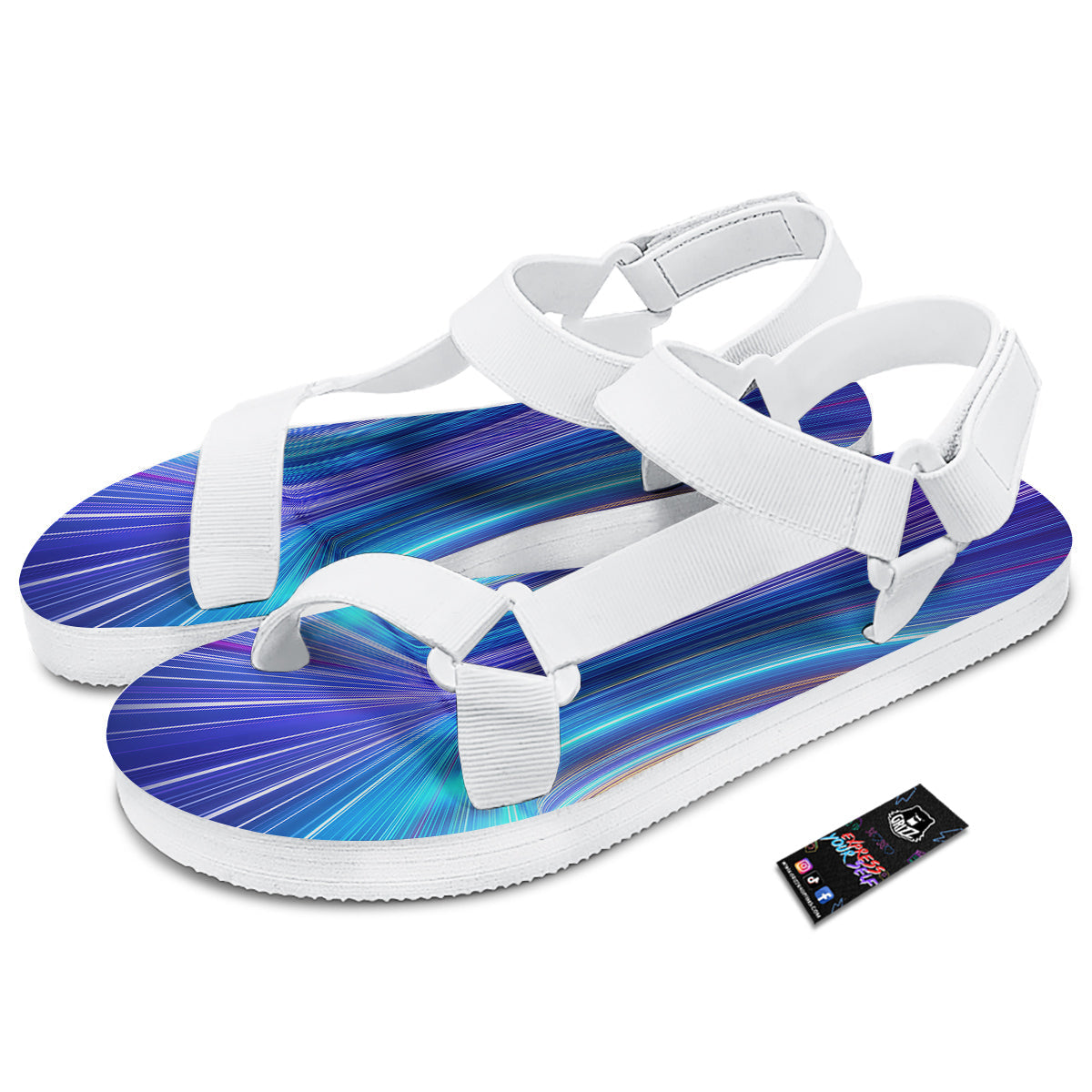 Hyperspace Colorful Print White Open Toe Sandals-grizzshop
