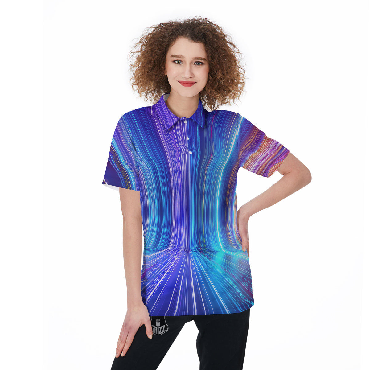 Hyperspace Colorful Print Women's Golf Shirts-grizzshop