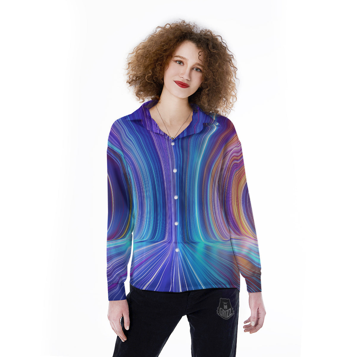 Hyperspace Colorful Print Women's Long Sleeve Shirts-grizzshop
