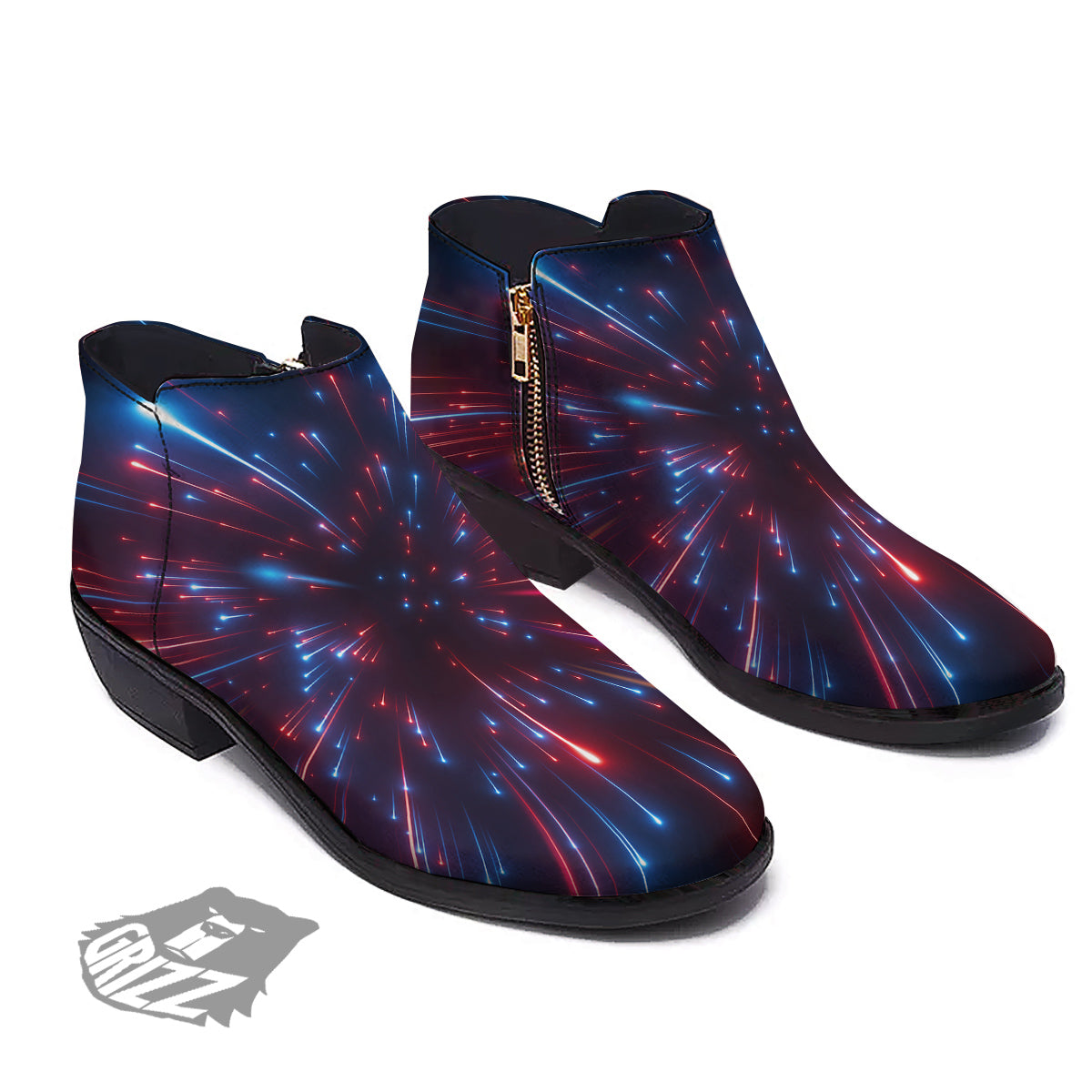 Hyperspace Cosmic Print Ankle Boots-grizzshop