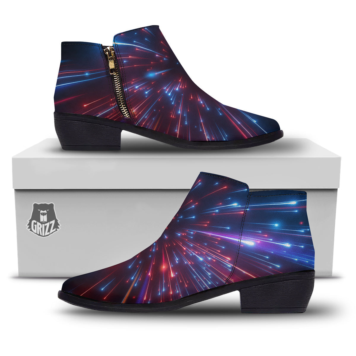Hyperspace Cosmic Print Ankle Boots-grizzshop