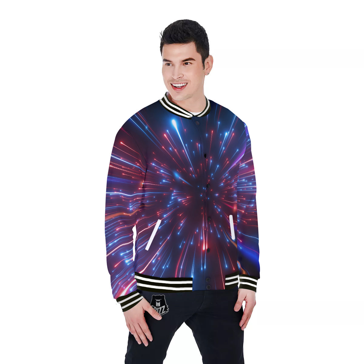 Hyperspace Cosmic Print Baseball Jacket-grizzshop