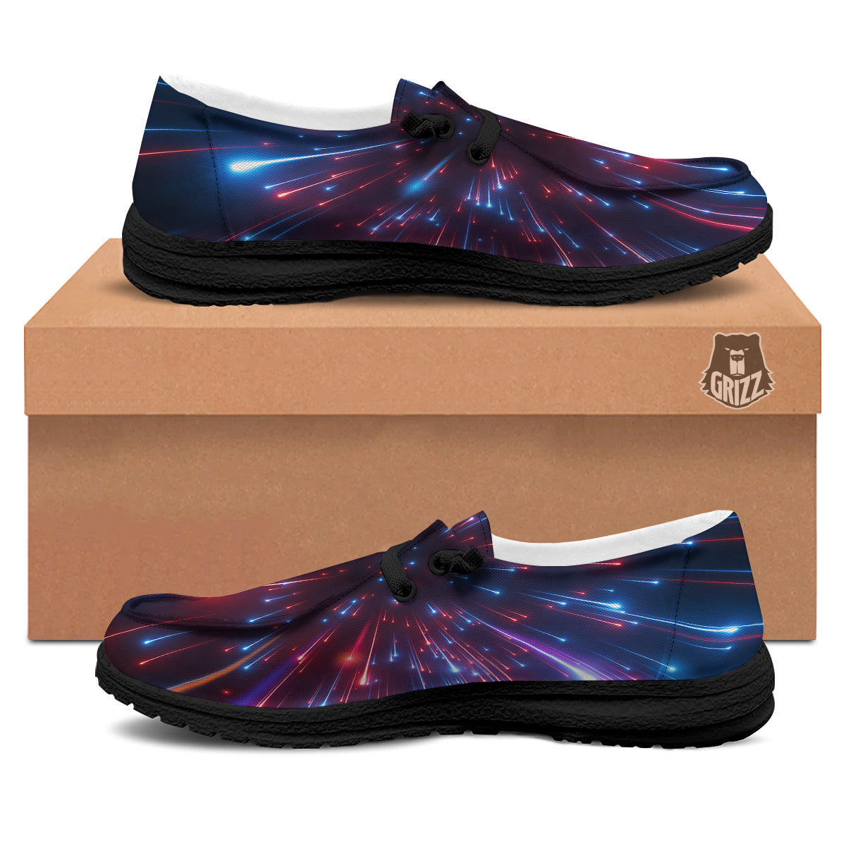 Hyperspace Cosmic Print Black Loafers-grizzshop