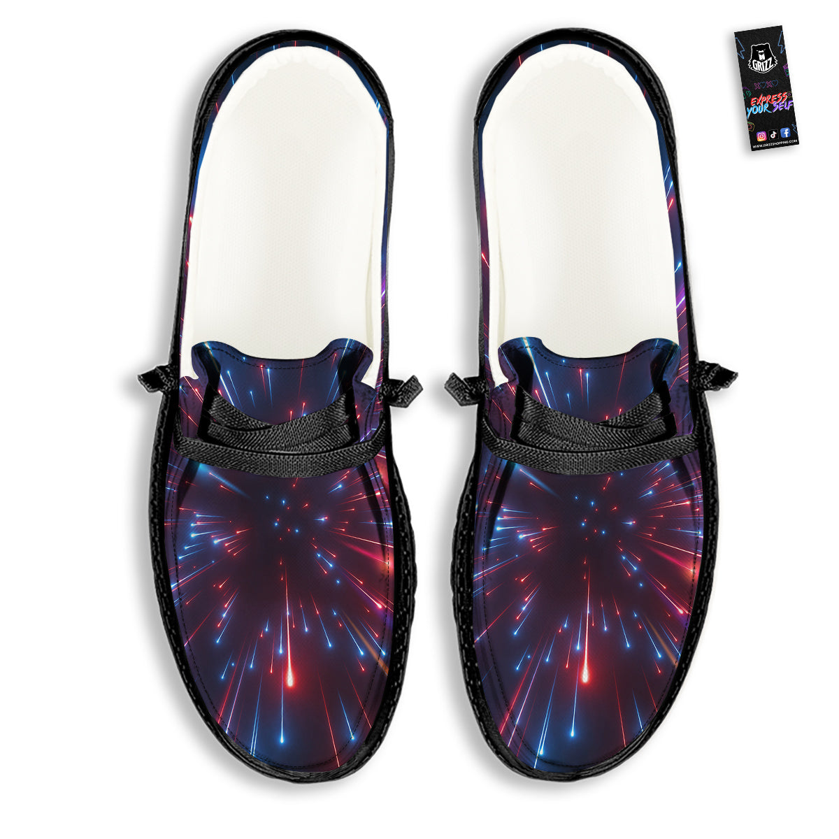 Hyperspace Cosmic Print Black Loafers-grizzshop