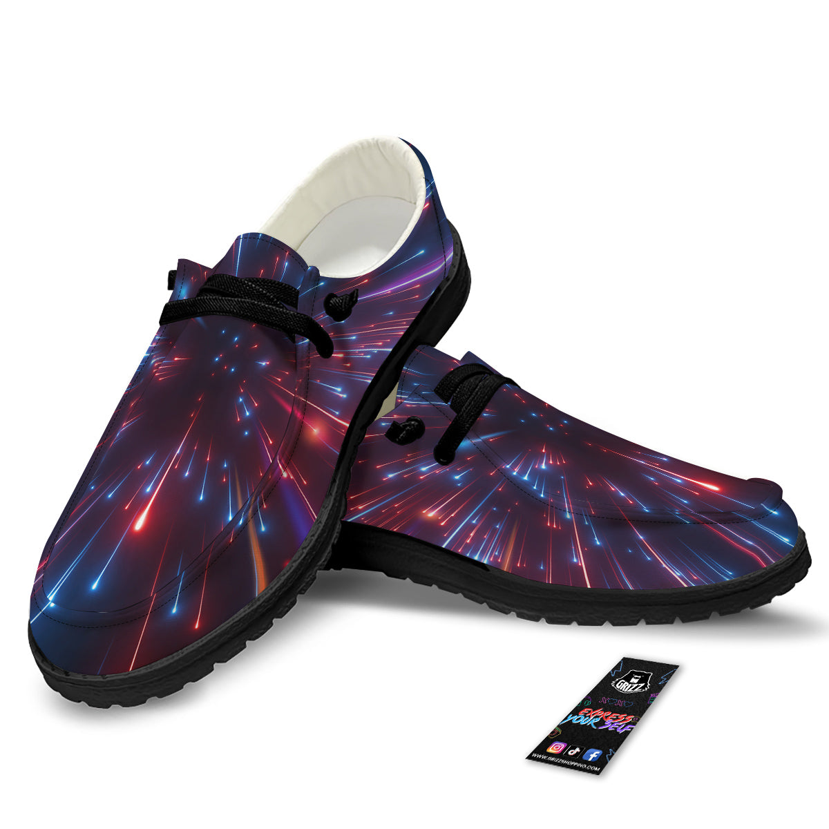 Hyperspace Cosmic Print Black Loafers-grizzshop