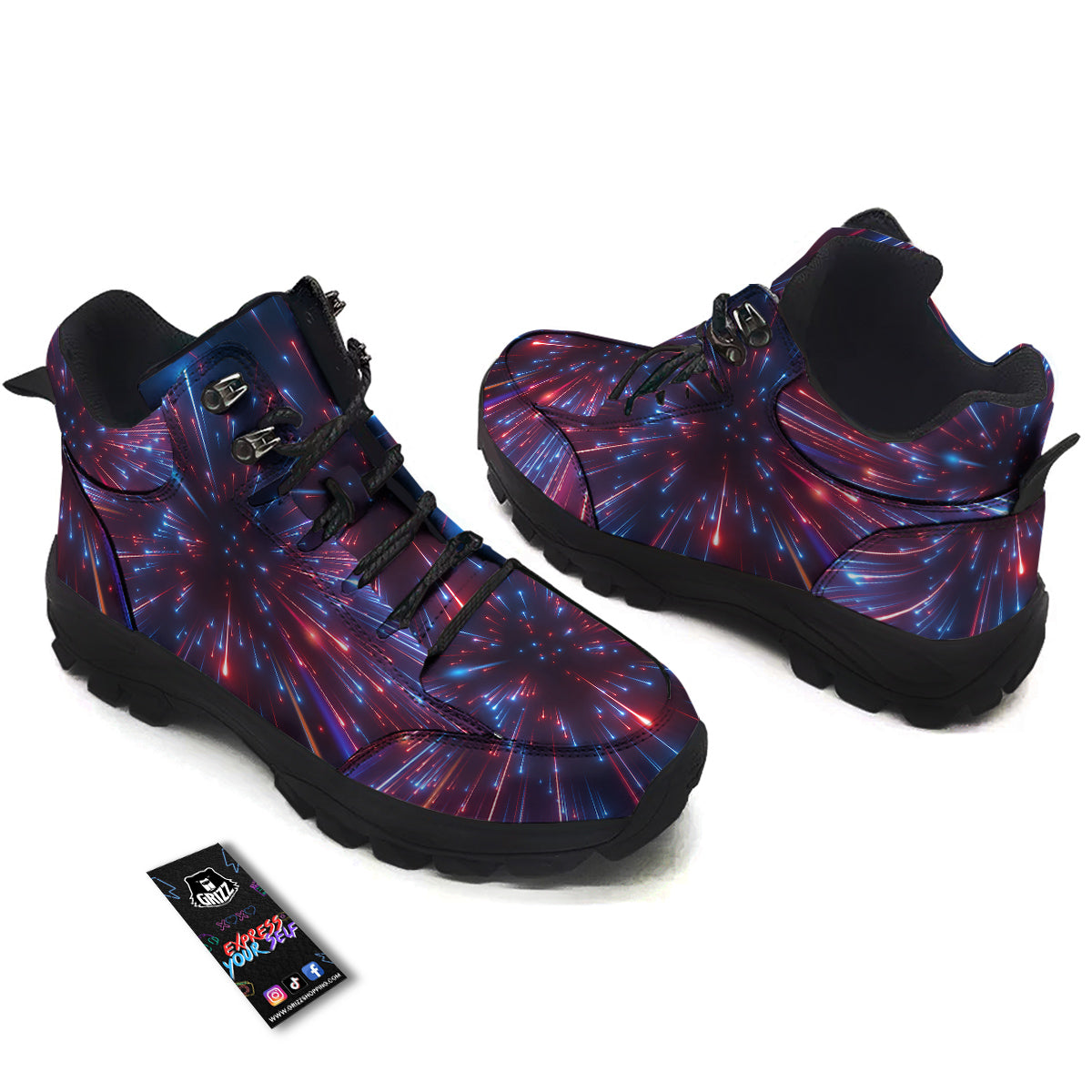 Hyperspace Cosmic Print Hiking Shoes-grizzshop