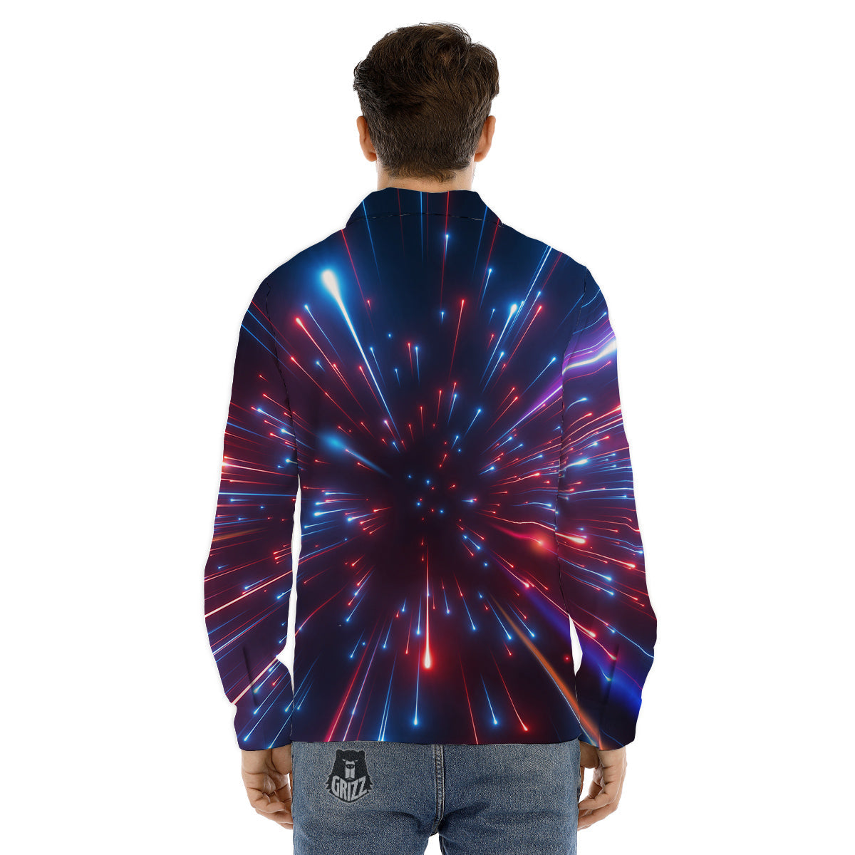 Hyperspace Cosmic Print Men's Dress Shirts-grizzshop