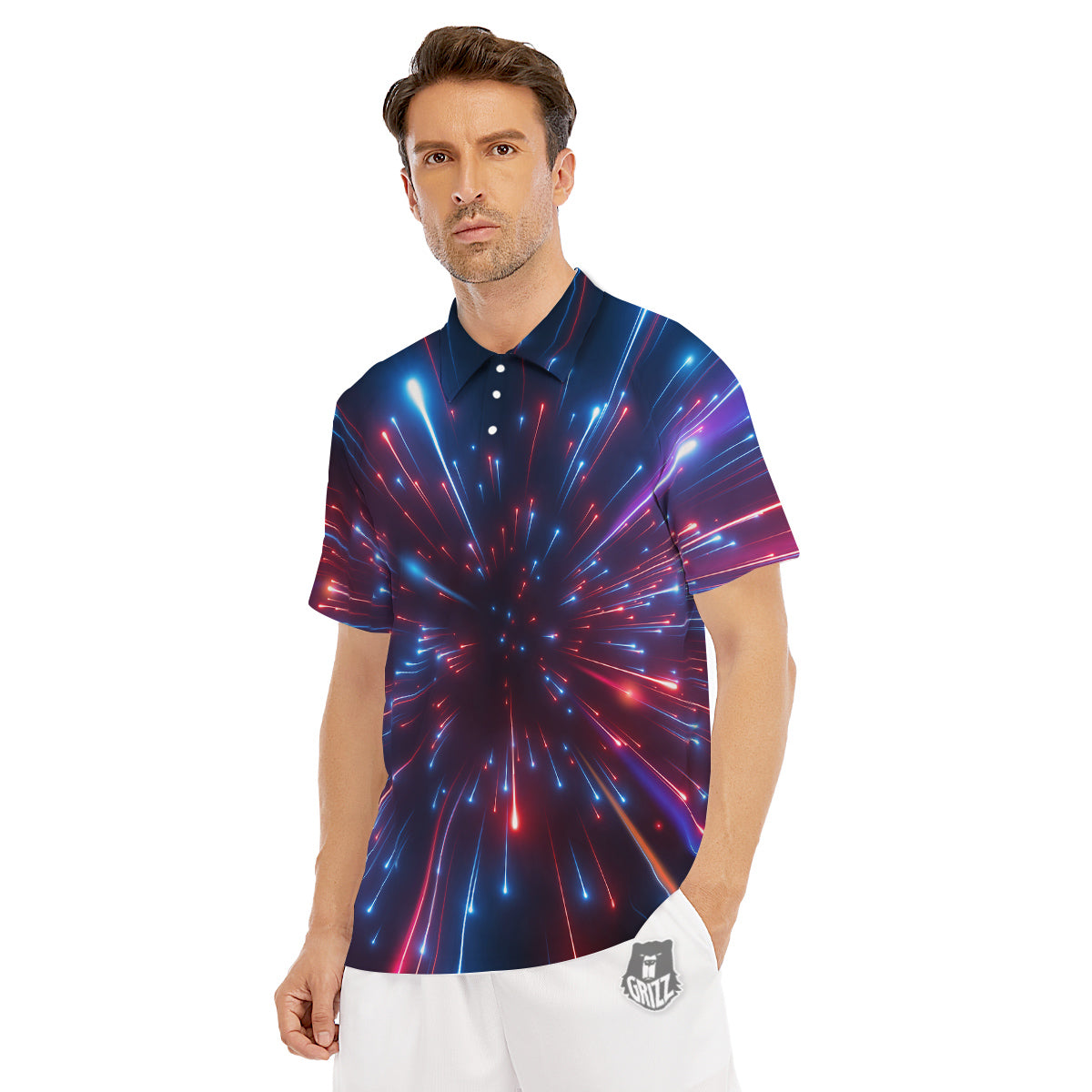 Hyperspace Cosmic Print Men's Golf Shirts-grizzshop