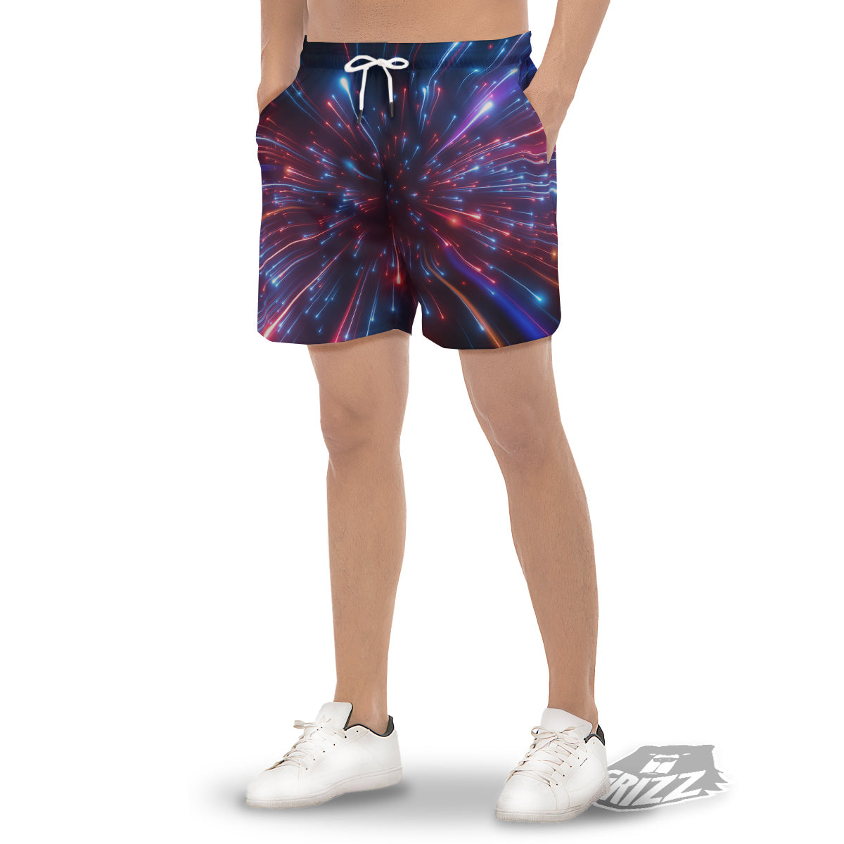 Hyperspace Cosmic Print Men's Gym Shorts-grizzshop