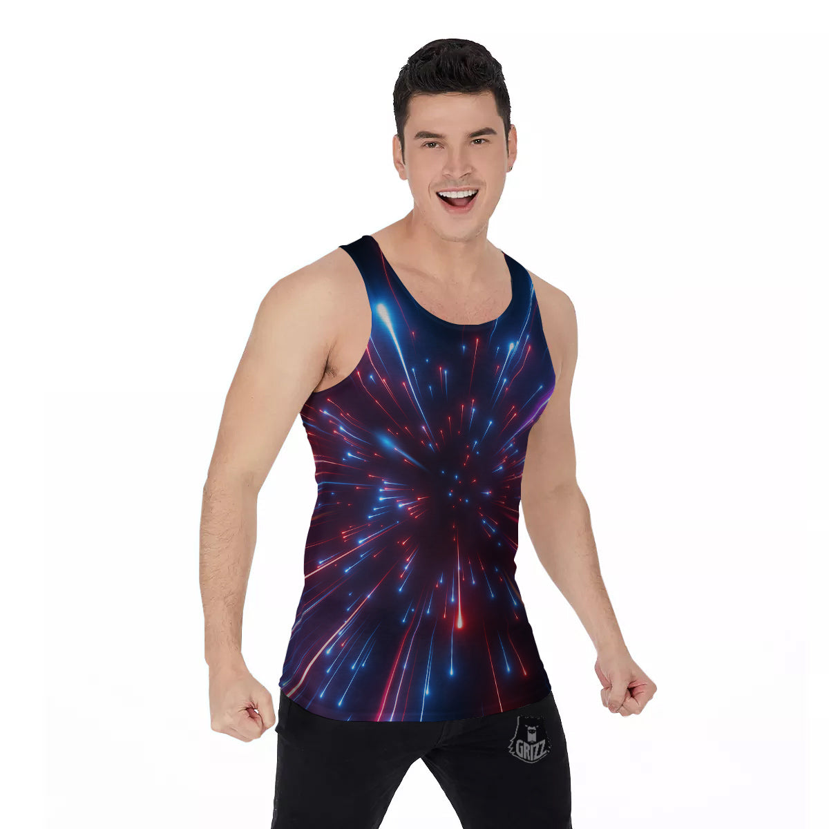 Hyperspace Cosmic Print Men's Tank Top-grizzshop