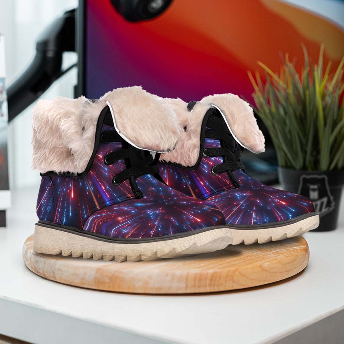 Hyperspace Cosmic Print Snow Boots-grizzshop