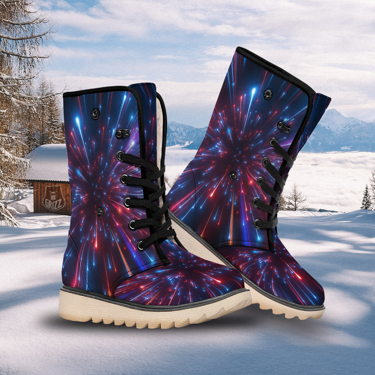 Hyperspace Cosmic Print Snow Boots-grizzshop