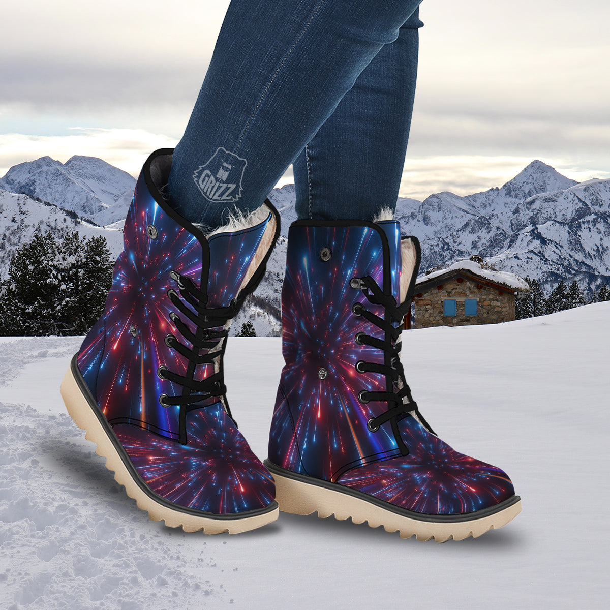 Hyperspace Cosmic Print Snow Boots-grizzshop