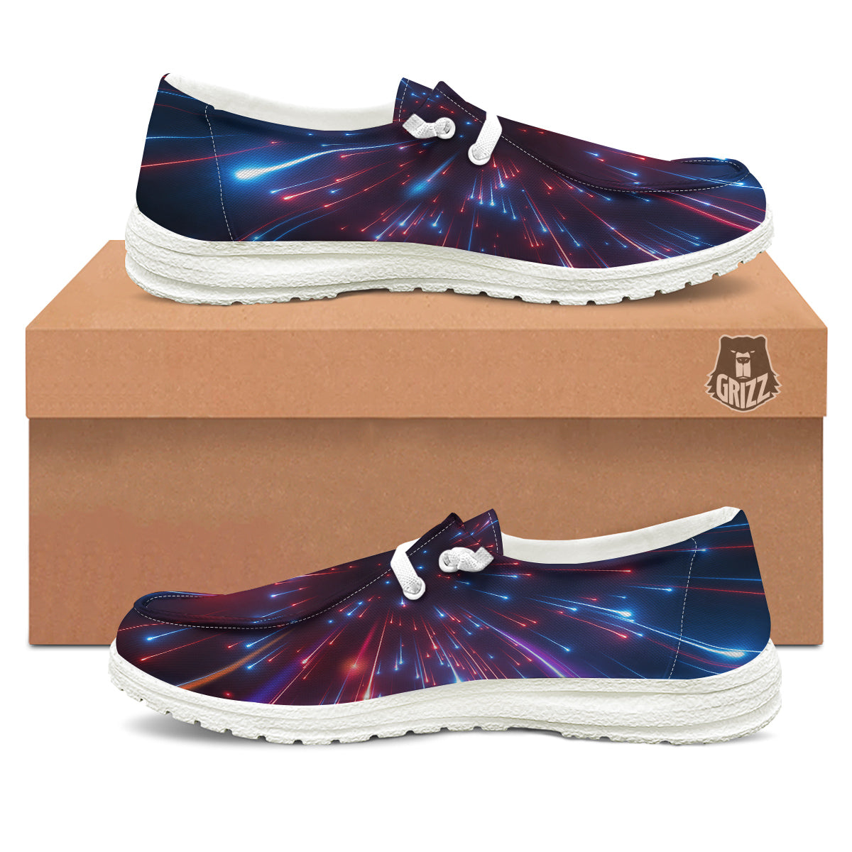Hyperspace Cosmic Print White Loafers-grizzshop