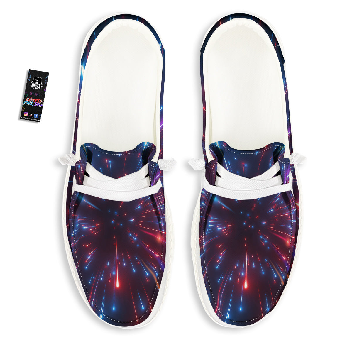Hyperspace Cosmic Print White Loafers-grizzshop