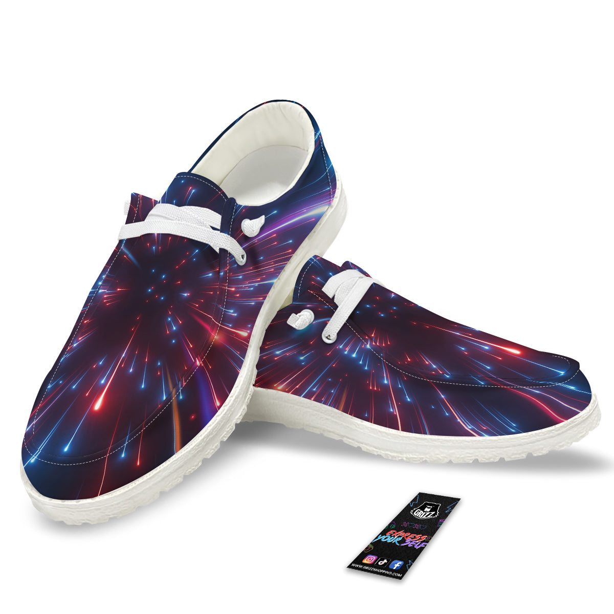 Hyperspace Cosmic Print White Loafers-grizzshop