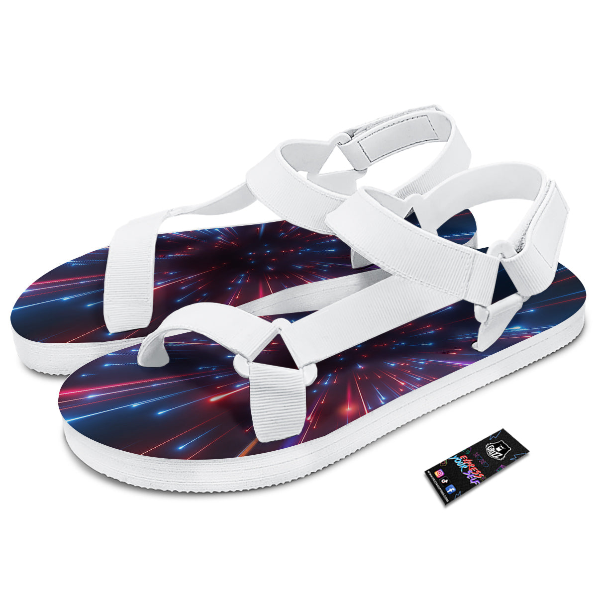 Hyperspace Cosmic Print White Open Toe Sandals-grizzshop