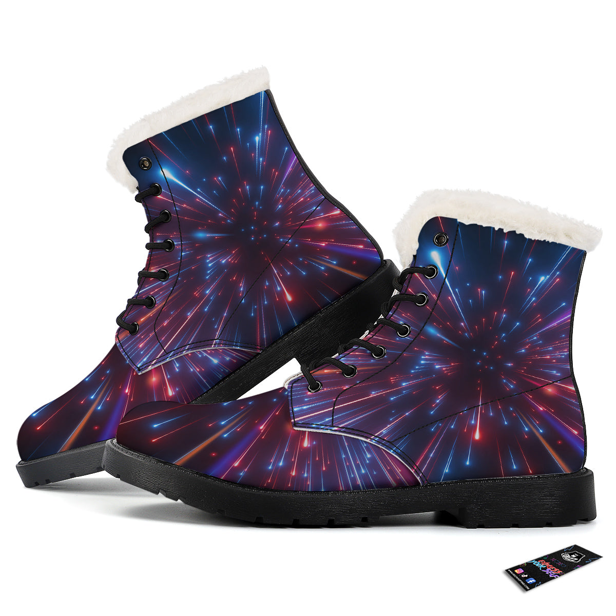 Hyperspace Cosmic Print Winter Boots-grizzshop