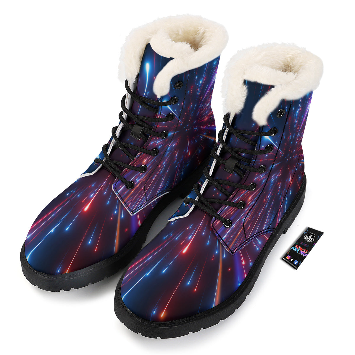 Hyperspace Cosmic Print Winter Boots-grizzshop
