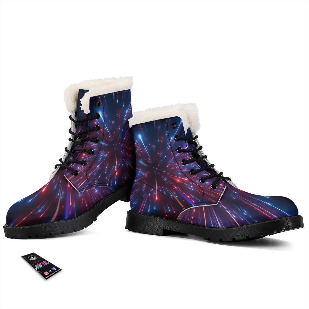 Hyperspace Cosmic Print Winter Boots-grizzshop