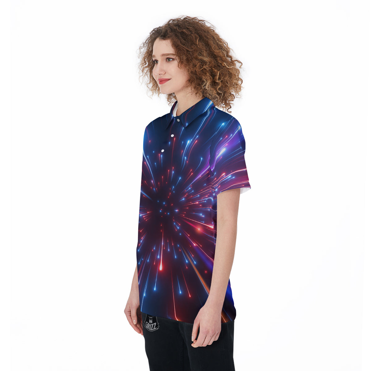 Hyperspace Cosmic Print Women's Golf Shirts-grizzshop