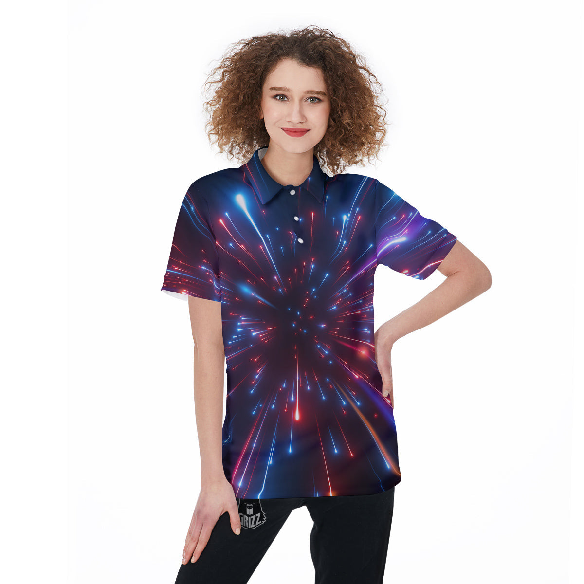 Hyperspace Cosmic Print Women's Golf Shirts-grizzshop