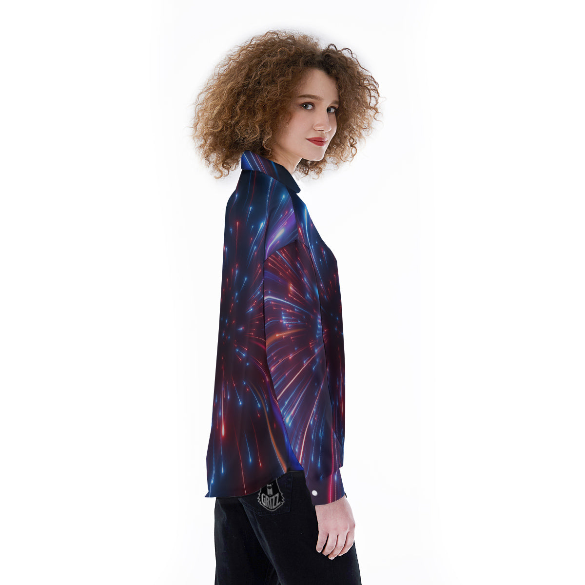 Hyperspace Cosmic Print Women's Long Sleeve Shirts-grizzshop