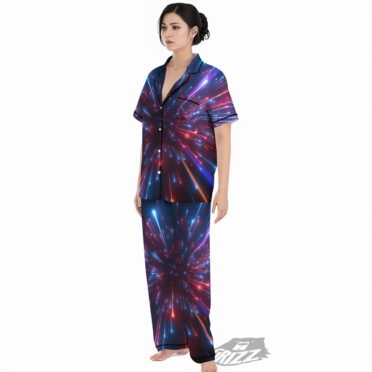Hyperspace Cosmic Print Women's Pajamas Set-grizzshop
