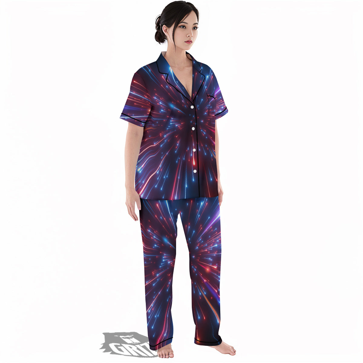 Hyperspace Cosmic Print Women's Pajamas Set-grizzshop